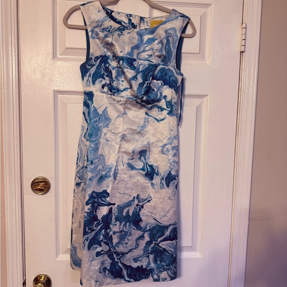 Maeve Blue and White Swirl Dress